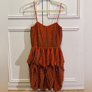 French Connection | Shimmering Burnt Orange Mini Cocktail Dress